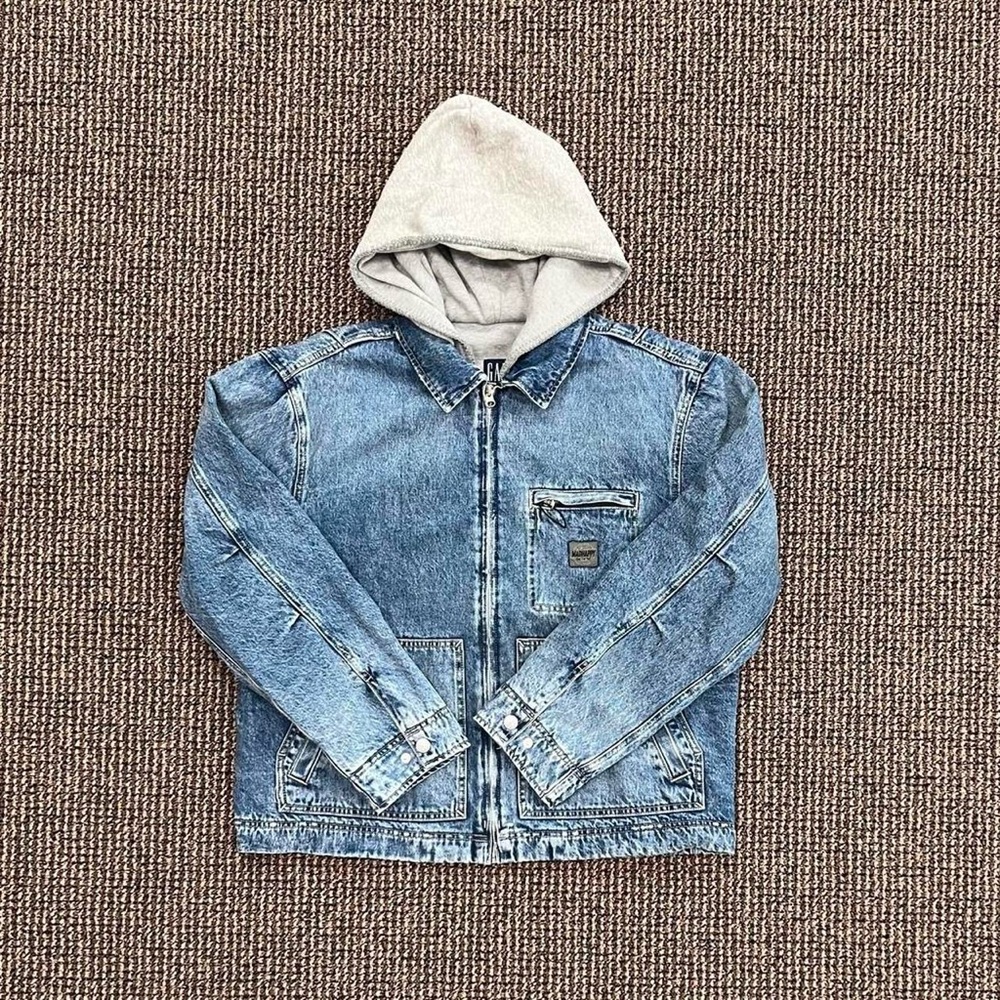 Gap x Madhappy Blue Denim Jacket with Cream Hood